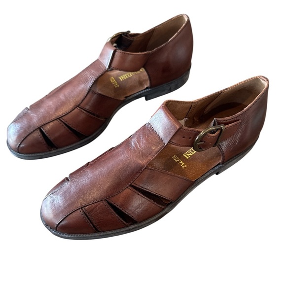 Giorgio Brutini Brown Leather Fisherman Sandals Made In Brazil Size 9 - Picture 7 of 10